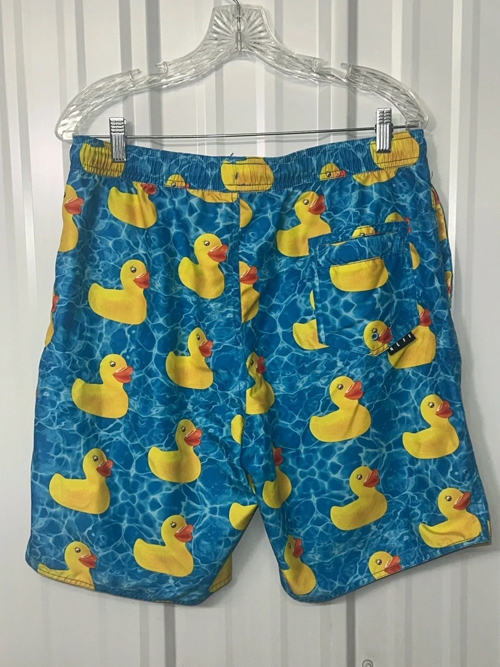 Neff  All Over Print Rubber Ducky Swim Board Shorts Men Graphic Surf Streetwear